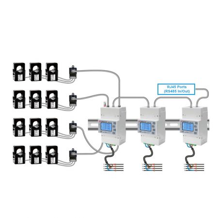 Diagrama de instalación para el medidor de energía multifuncional de múltiples circuitos (CED-4C ML)